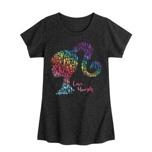 Barbie Dark Heather Charcoal Rainbow Silhouette Tee - Youth Small